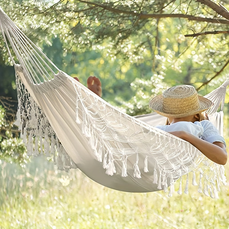 Brazilian Macrame Fringe 2 Person Double Deluxe Hammock Swing Net Chair