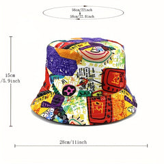 1pc Personalized Print Bucket Hat Double Sided Sun Hat