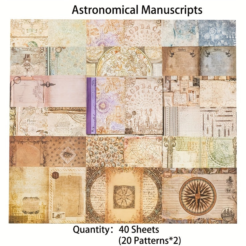 40 Sheets Vintage Scrapbook Paper for Junk Journaling Retro Notebook