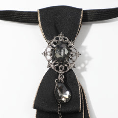 Adjustable Rhinestone Chain Decor Necktie Pre Tied Tie Wedding Collage Bow Tie