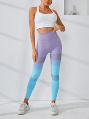 Gradient Stretch Yoga Tummy Control Leggings High Waist Hollow Out Sports Tight