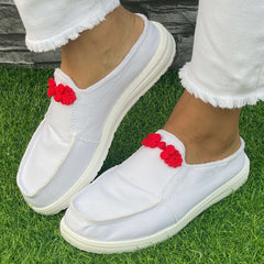 Red Button Decor Flat Shoes Women's Shallow Mouth Casual Shoes