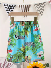 Boys Teen Casual Graphic Print Elastic Waist Shorts for Summer