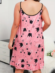 Women's Nightdress Dot & Crown Print Cami Sleep Dress