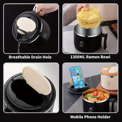 1300ml Stainless Steel Noodle Bowl Anti-Scalding Student Lunch Box