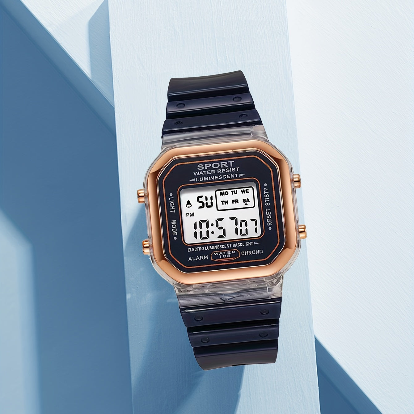 Boys Square Sports Luminous Alarm Multifunctional Watch