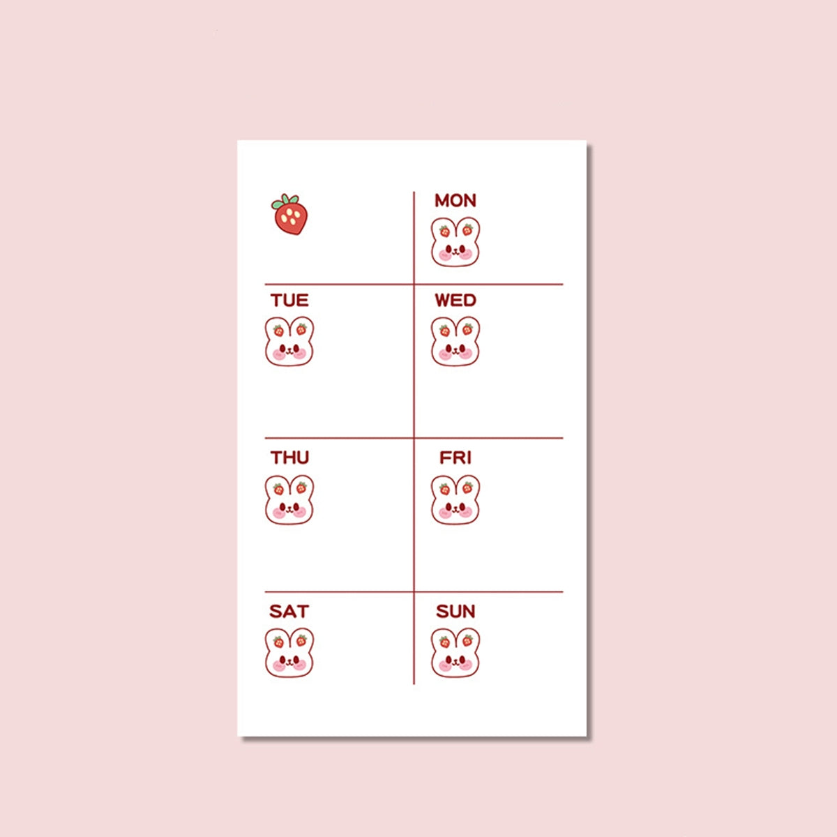 Strawberry Planner Memo Pad 15inch 50 Sheets Weekly Plan Stationery School Offic