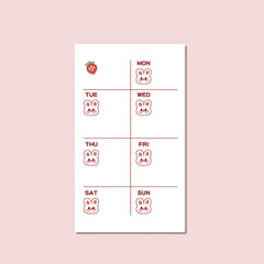 Strawberry Planner Memo Pad 15inch 50 Sheets Weekly Plan Stationery School Offic