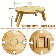 Wooden Folding Picnic Table Wine Glass Holder
