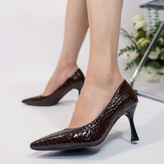 Crocodile Pattern Stiletto Heels Pointed Toe Dress Shoes