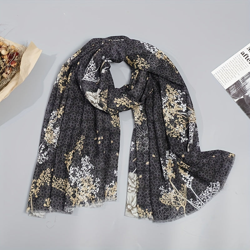 Vintage Floral Tree Print Scarf Hijab Shawl
