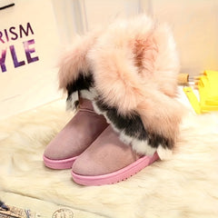 Stylish Women's Fleece Snow Boots Winter Warm Comfortable Anti Slip Medium Tube