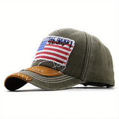 Vintage Distressed Flag Patch Baseball Cap Patriotic Dad Hat