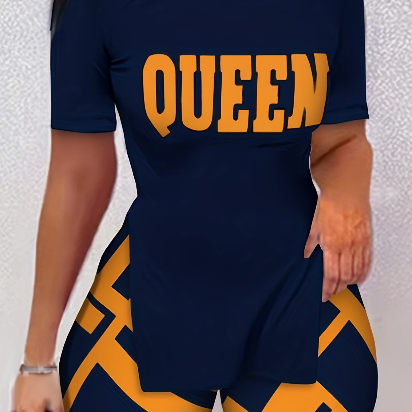 Queen Print T Shirt & Shorts Set Casual Two piece Women's Clothing