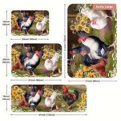 Rustic Rooster Kitchen Rug Soft Anti Fatigue Comfortable Mat