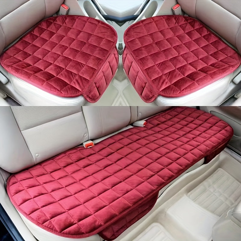 3pcs Car Seat Cushions for 2-5 Seat Cars, High Density Silk Cotton Filling