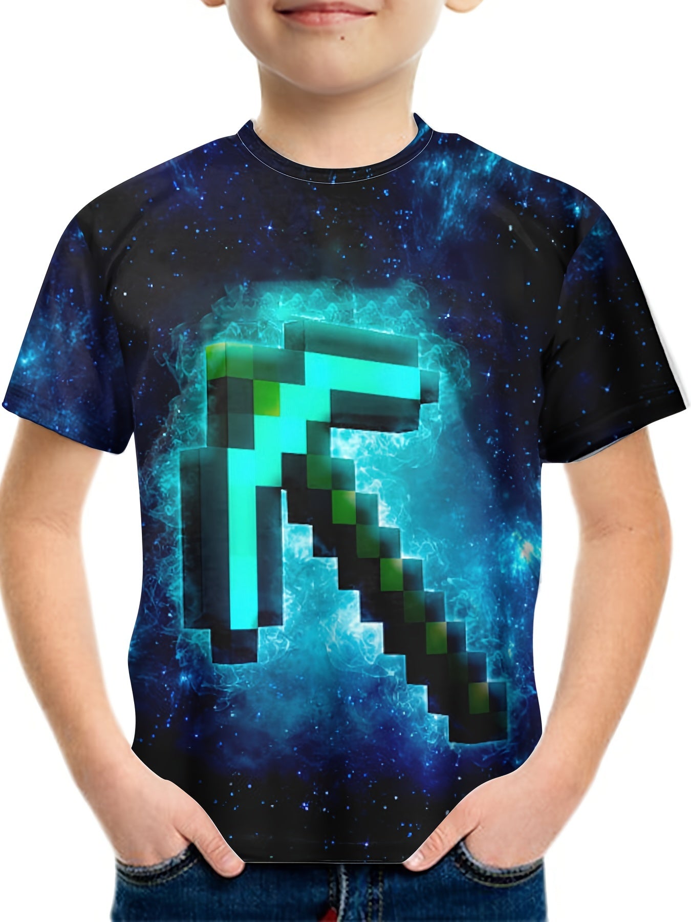 Kids 3D Print Casual T shirt Building Block Tees Street Wear