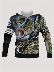 Men's 3D Print Fish Hoodie Graphic Hooded Pullover