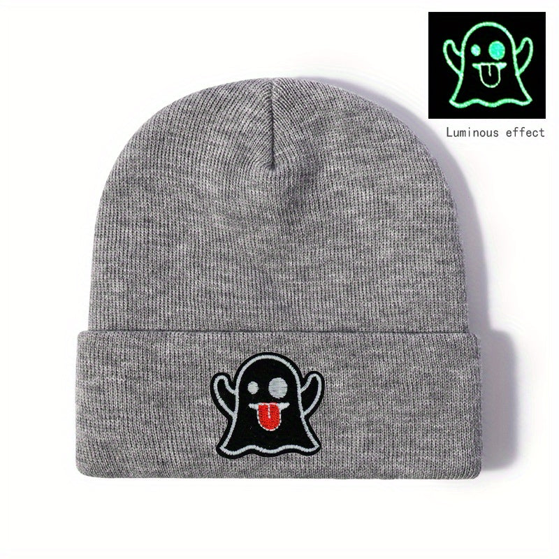 Halloween Ghost Bunny Hat Knitted Skulls Beanie for Parties