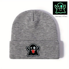 Halloween Ghost Bunny Hat Knitted Skulls Beanie for Parties