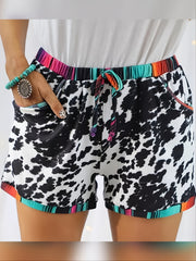 Leopard Print Elastic Shorts High Waist Casual Women's Clothing