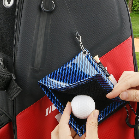 Colorful Golf Ball Cleaning Towel w/ Retractable Key Chain & Tee
