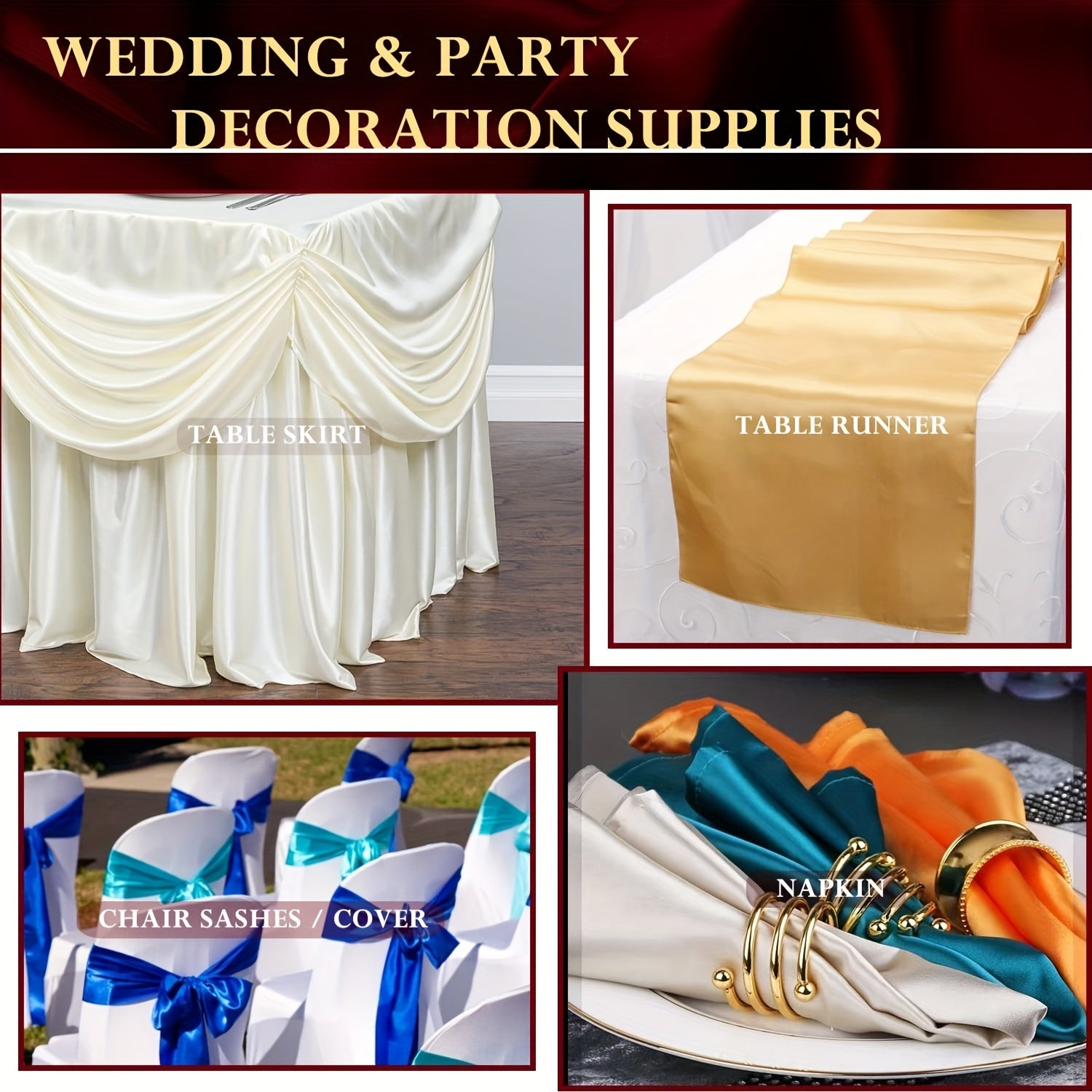 Satin Fabric Solid Colors Wedding Bridal Decoration Apparel Crafts