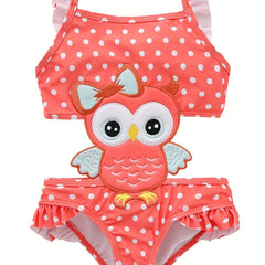 Girls Owl Embroidered One piece Swimsuit Kids Clothes