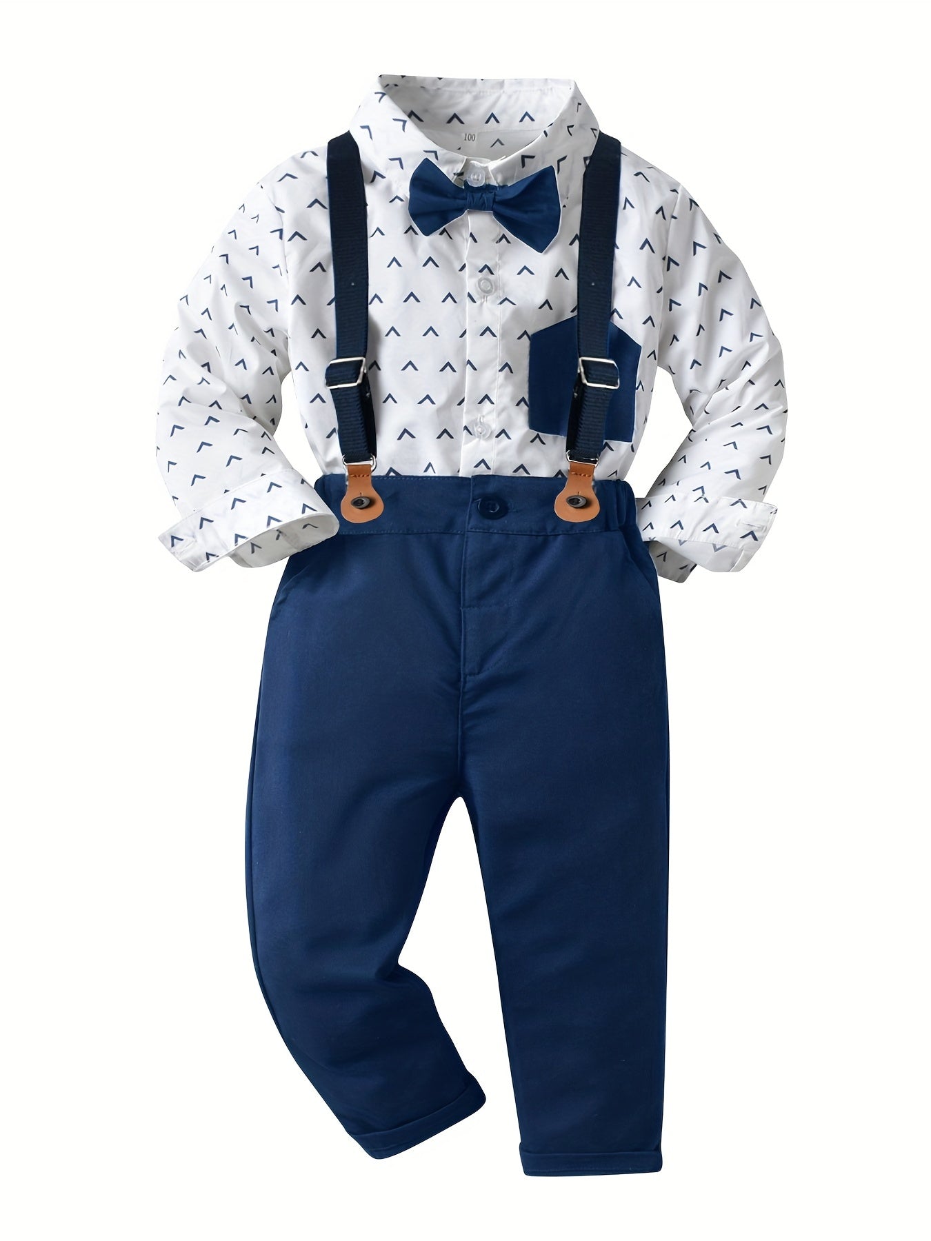 Boys Gentleman Bowtie Shirt & Overalls Set