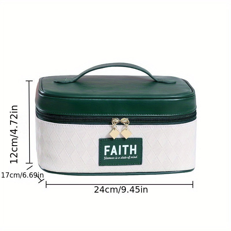 Plaid Pattern Square Makeup Bag Zipper Cosmetic Organizer