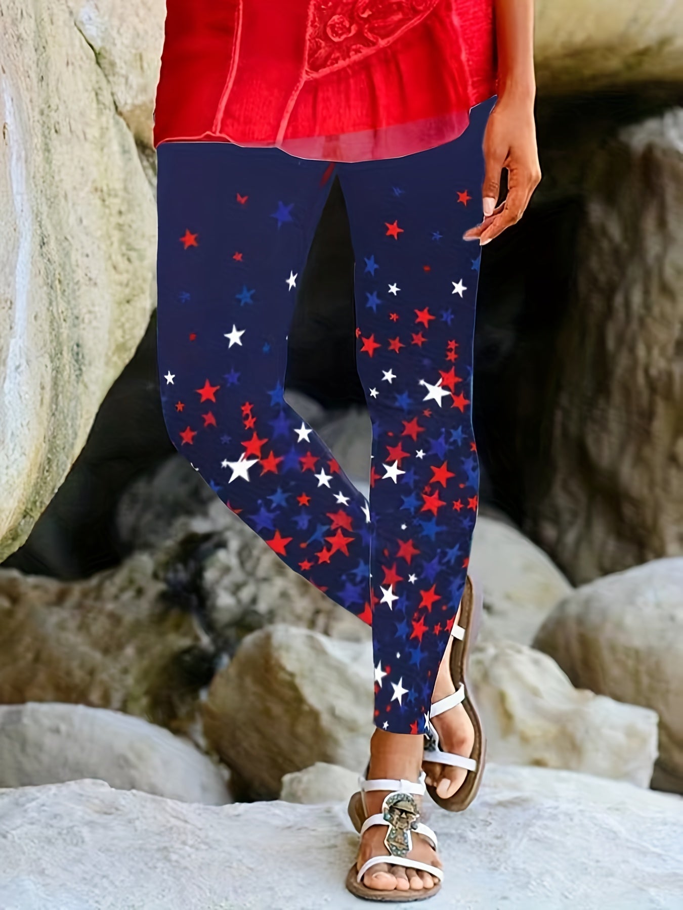 Star Print High Rise Leggings