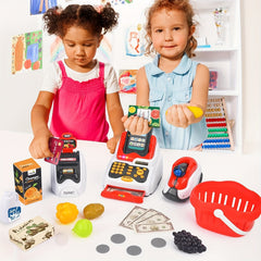 Kids Grocery Store Cash Register Toy Set with Fruit Vending Machine