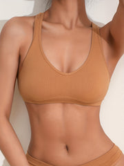 3pcs Ribbed Crop Top Sports Top Women's Lingerie