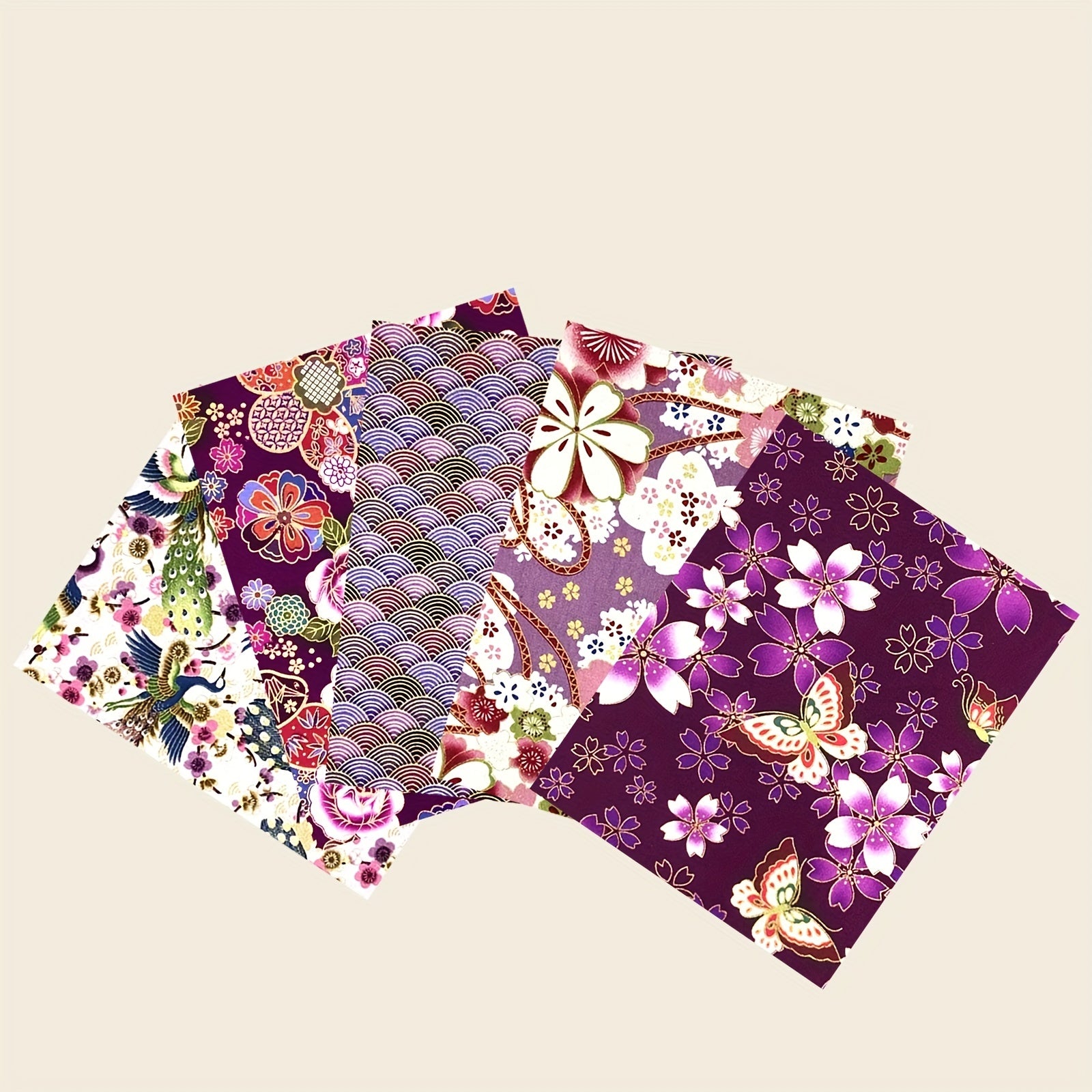 5pcs Purple Patchwork Cotton Fabric Quilted Fabric Sewing Clothing DIY