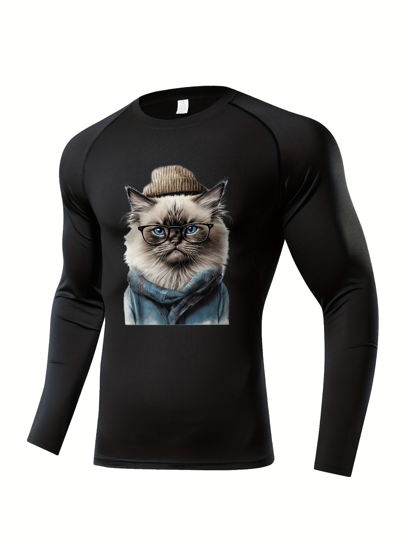 Skeleton Pattern Compression Shirt Men's Long Sleeve Athletic Baselayer