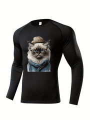 Skeleton Pattern Compression Shirt Men's Long Sleeve Athletic Baselayer