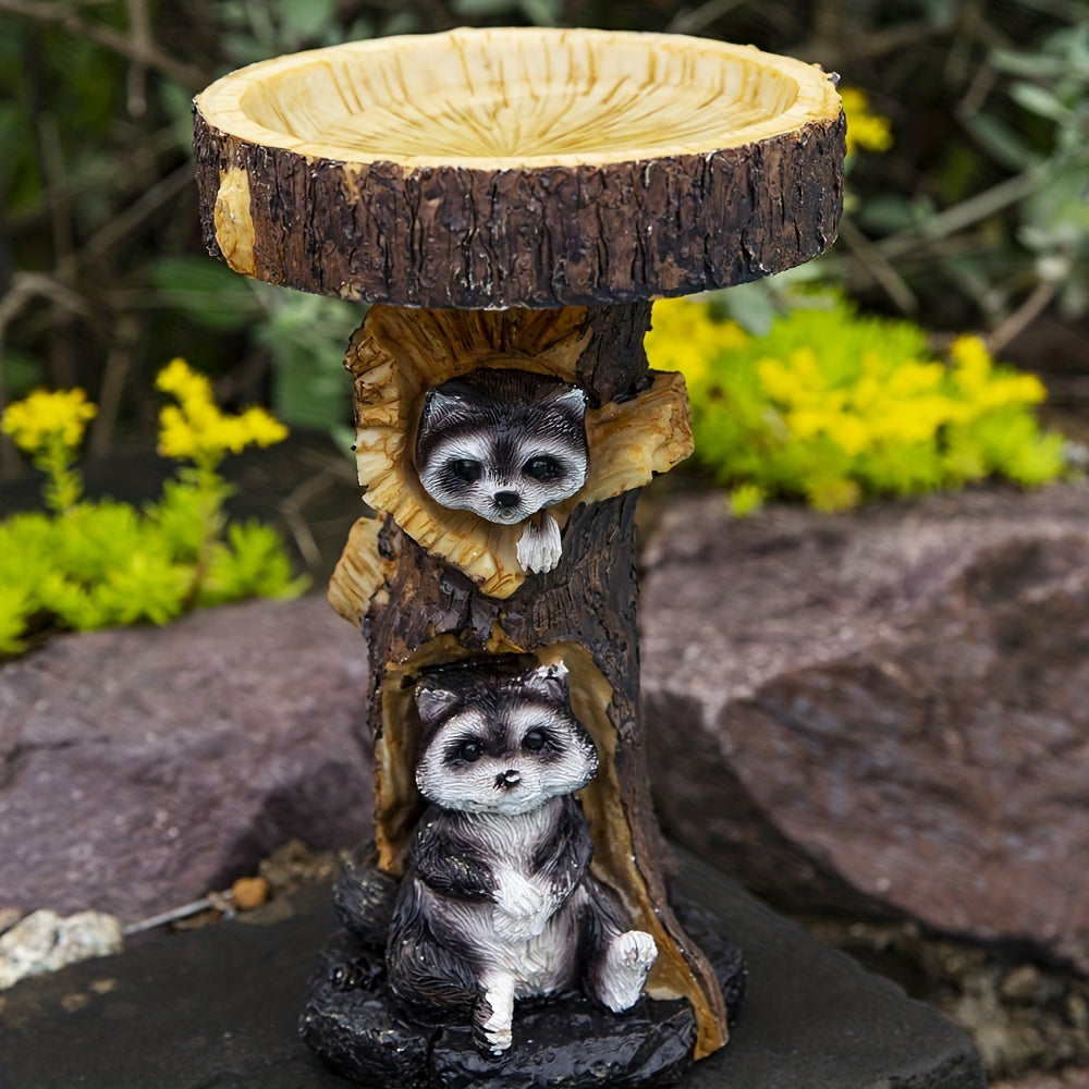 Resin Bird Bath Bowl For Garden Animals & Tree Shape Wild Bird Feeder