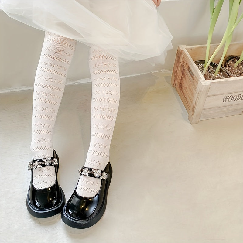 Girls Bowknot Pattern Mesh Leggings Tights Dress Socks