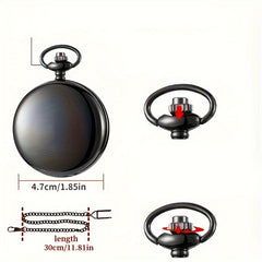 Round Pocket Watch I LOVE YOU Print Electronic Watch With Chain For Son
