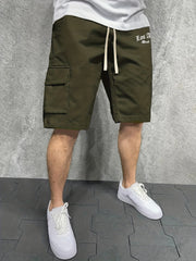 Men's LA Graphic Cargo Shorts Elastic Waist Drawstring
