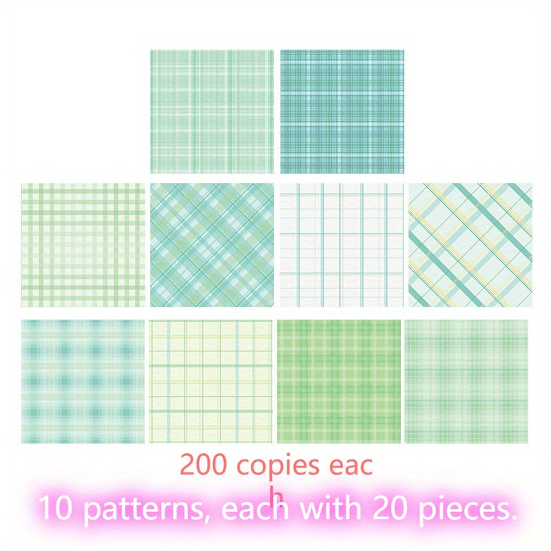 200 Sheets Sticky Note Paper Memo Fruit Party Plaid Decoration for Office