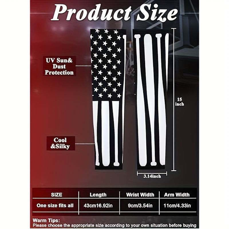 12 Pairs Arm Sleeves Men Flag Letter UV Protection Cooling Summer
