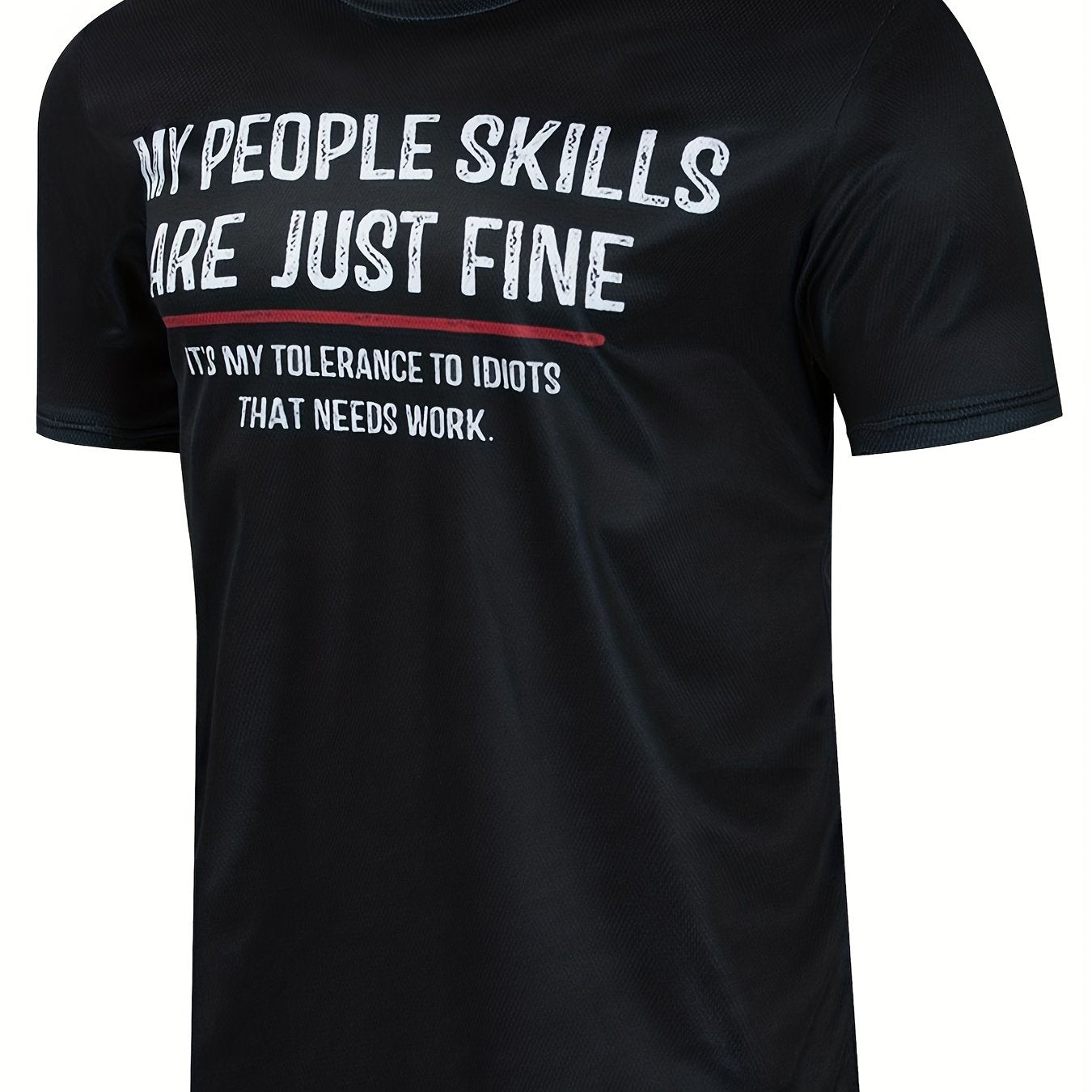 Men's People Skill Letter Print Casual T Shirt