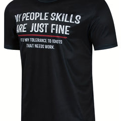 Men's People Skill Letter Print Casual T Shirt