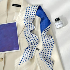 Floral Print Skinny Scarf Satin Neckerchief Long Ribbon Twilly Scarf