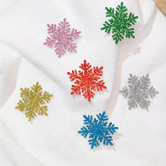 30pcs Christmas Glitter Snowflake Ornament Patch Set
