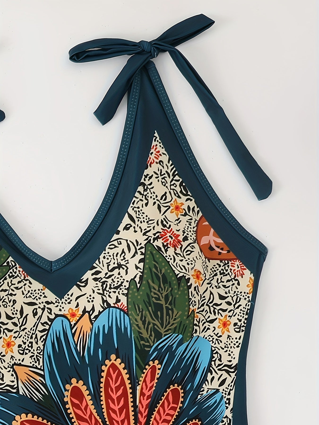 Tropical Print Tankini Set with Wrap Skirt