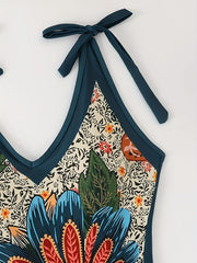Tropical Print Tankini Set with Wrap Skirt