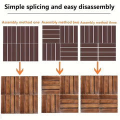 5pcs Garden Wooden Deck Tiles Interlocking Flooring Utility Life