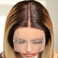 Honey Blonde Bob Wig Human Hair Lace Front Wig for Women